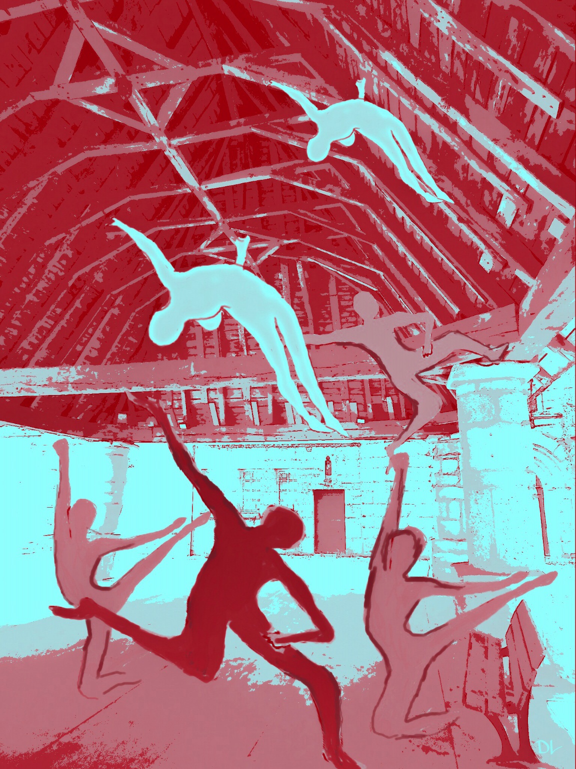 Acrobates dans la halle